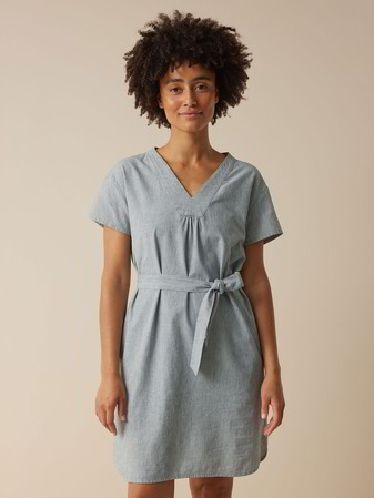 Kleid aus Bio-Baumwolle, streif blau-weiss