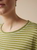 Kurzarmshirt aus Bio Leinen/Baumwolle, ringel grün/weiss