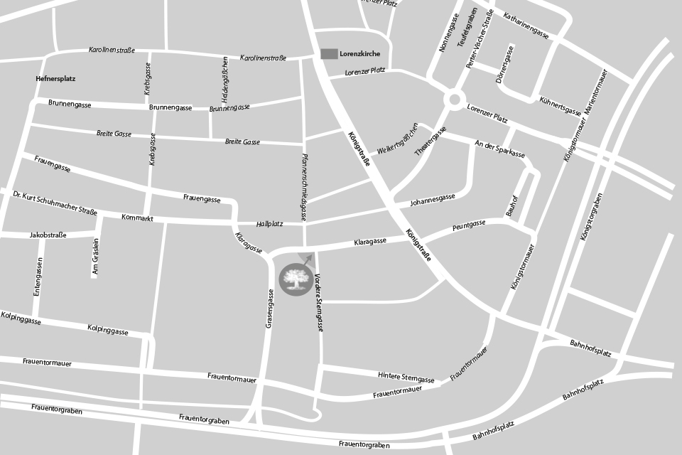 bildliche Wegbeschreibung zum Grüne Erde Store in Nürnberg