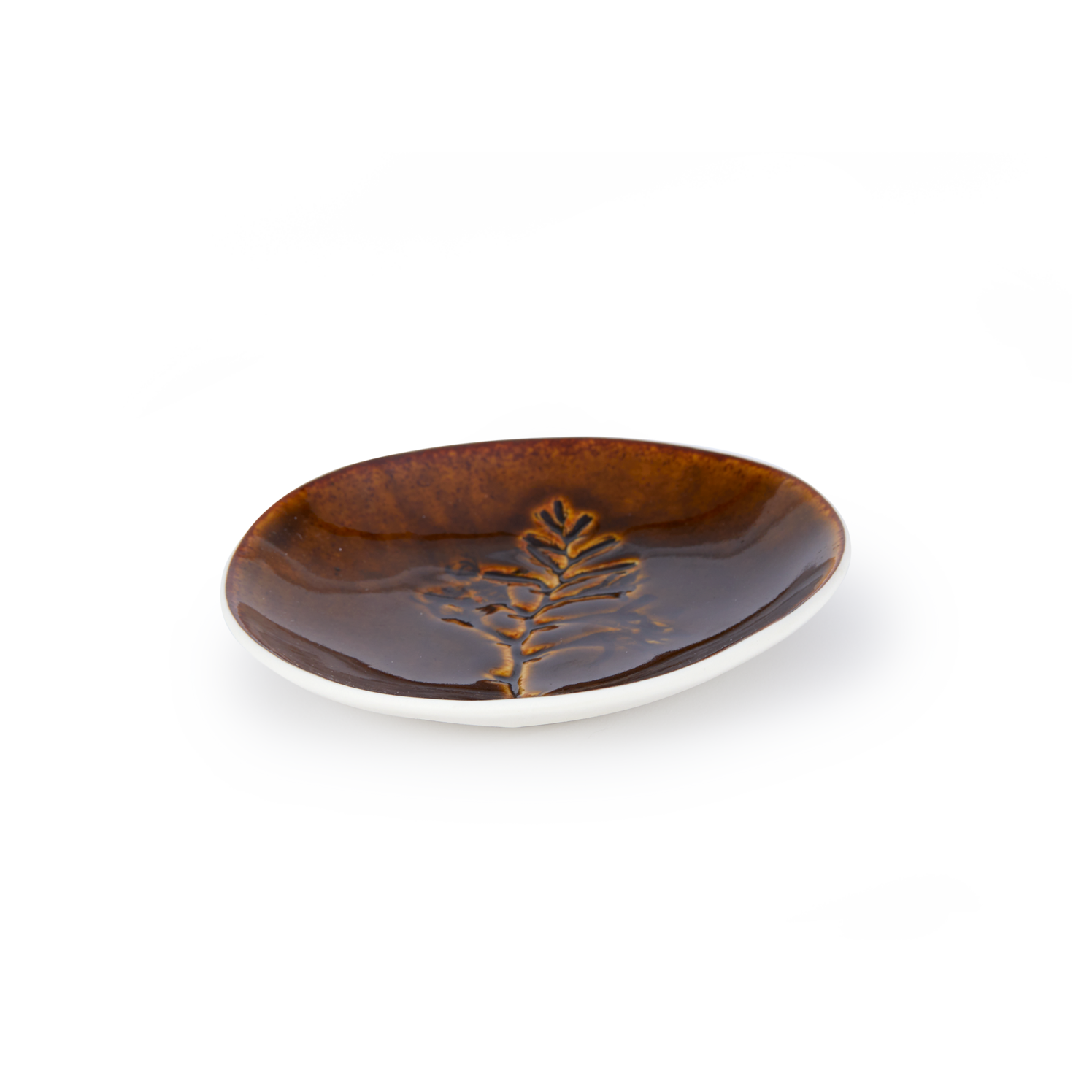 Teller aus Porzellan mit Farn