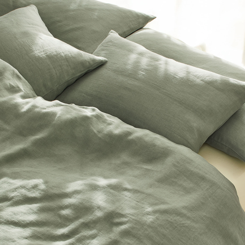 Grüne Leinenbettwäsche