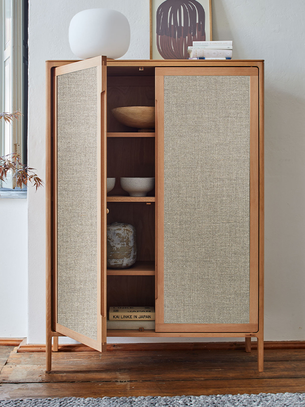 Highboard 2 türig mit Wollstoff