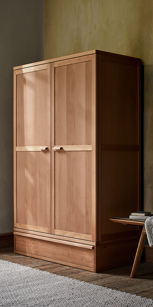 Massivholz Kleiderschrank Kurami 2 türig