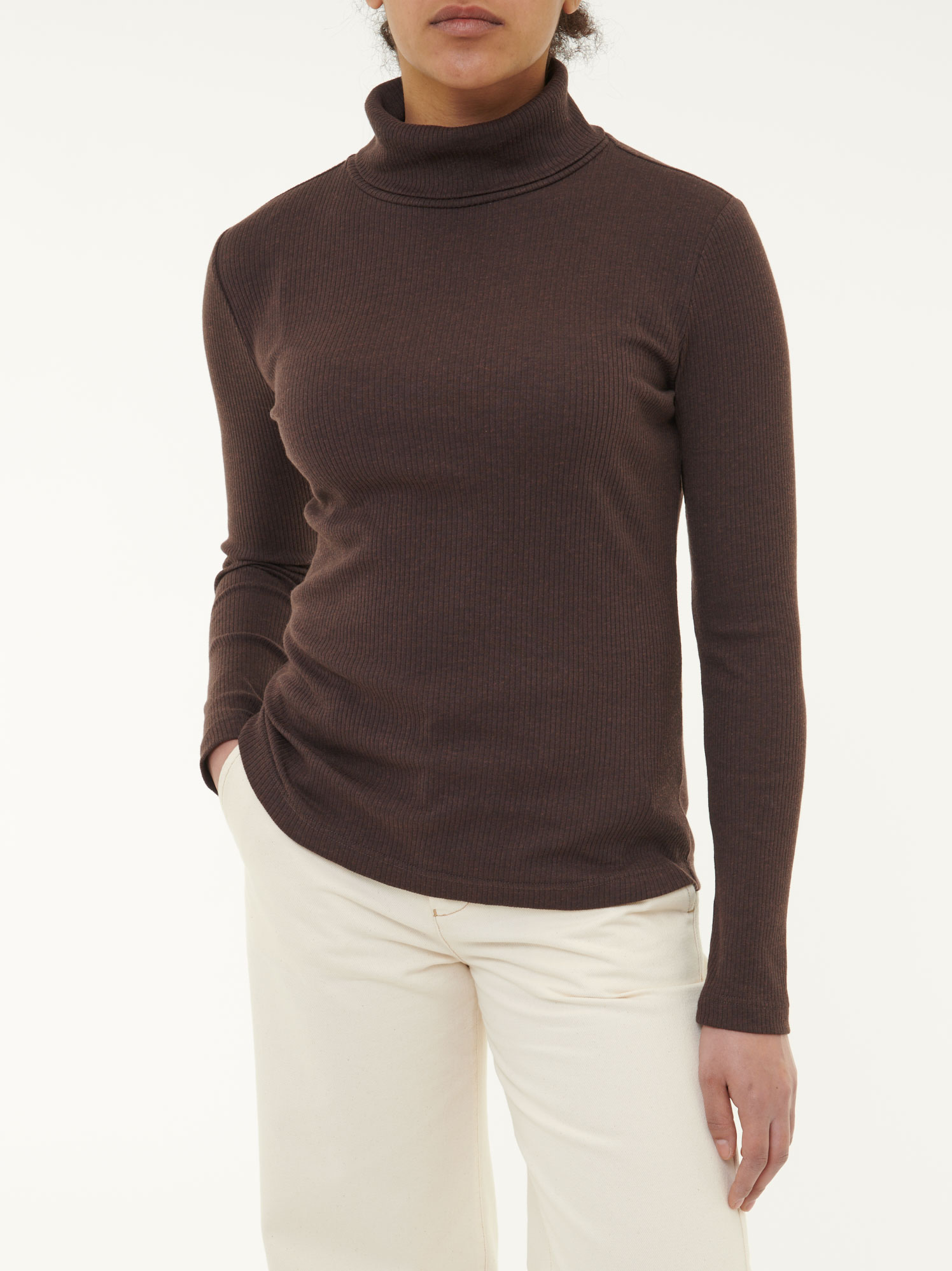 Rollkragenshirt aus Bio Baumwolle/Wolle