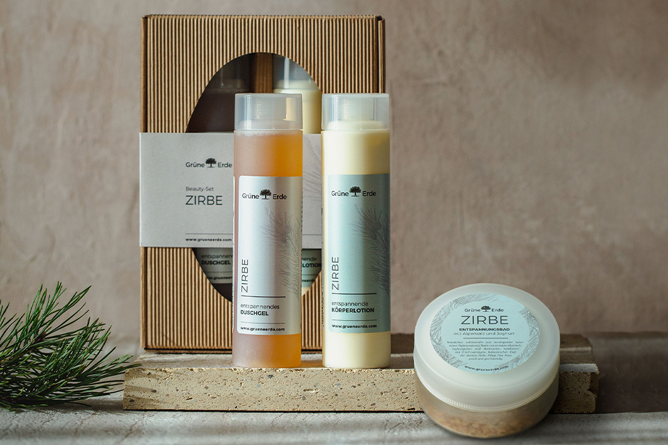 Kosmetikserie Zirbe mit Vorteilsverpackung