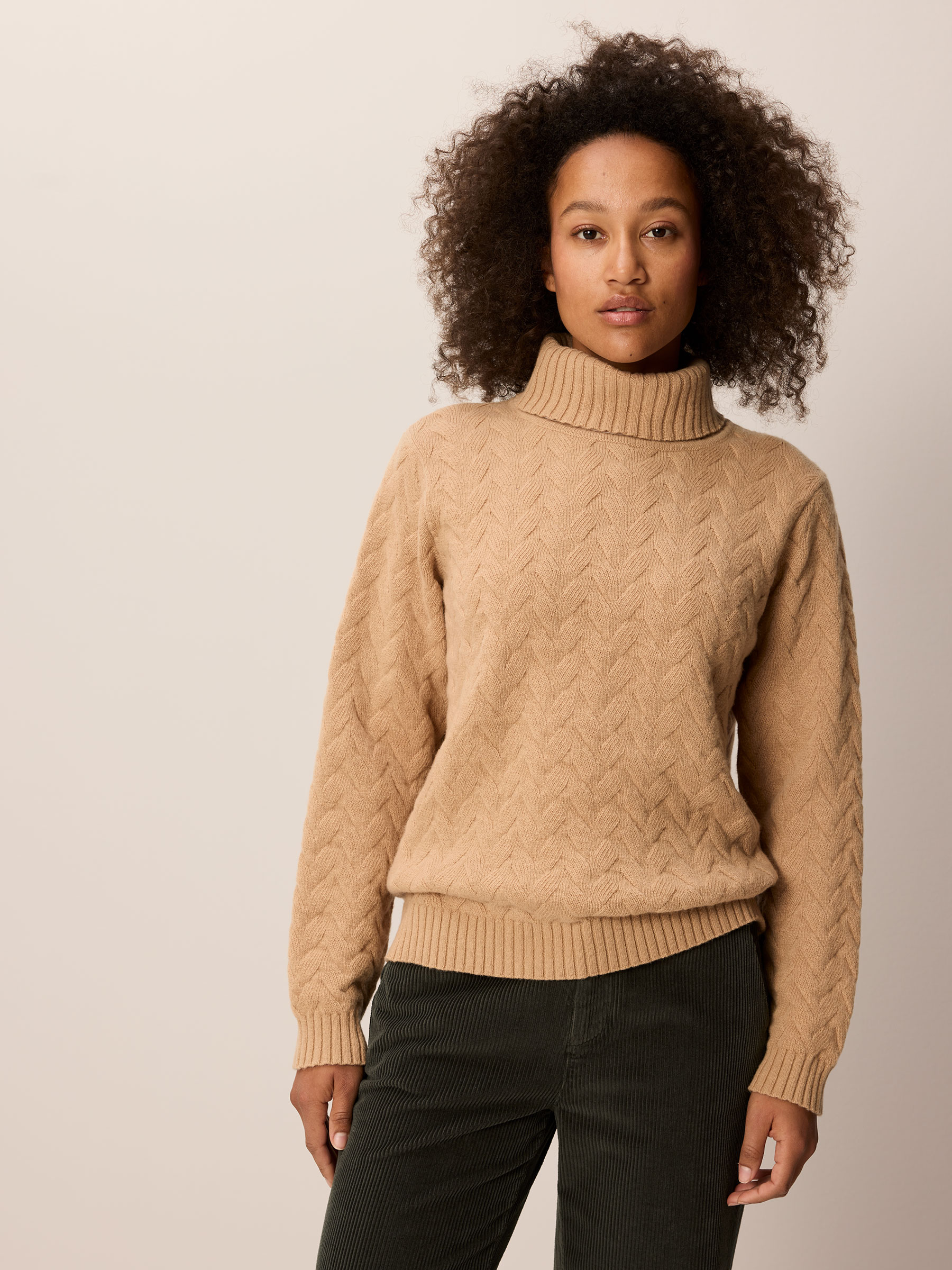 Rollkragenpullover aus Bio Baumwolle und Wolle