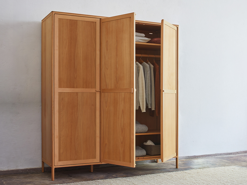 Massivholz Kleiderschrank Tenos 3 türig