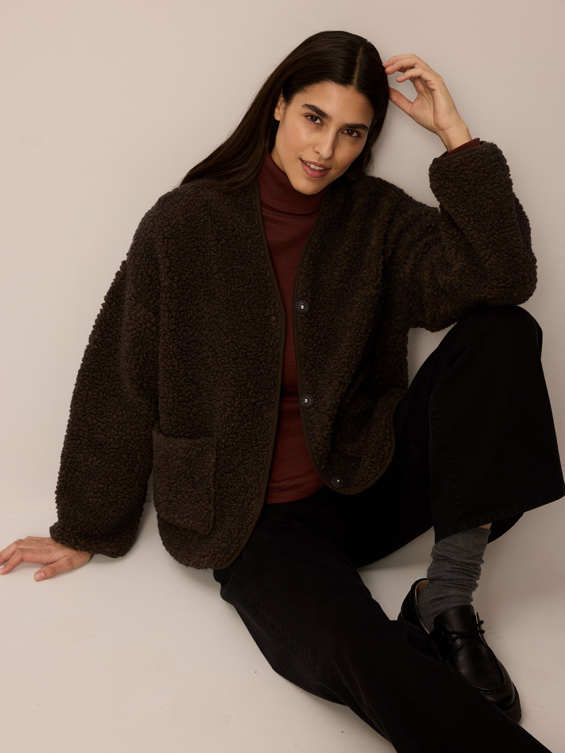 Plüschjacke aus Bio Baumwolle und Wolle