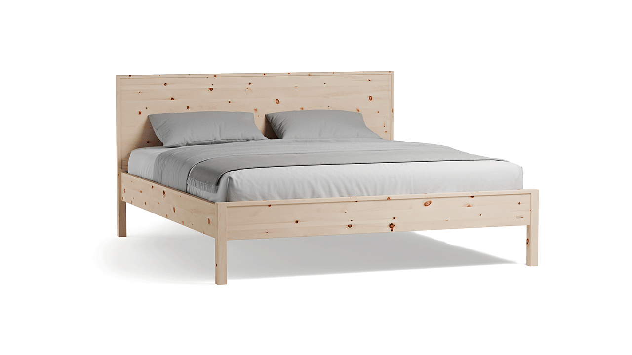 Bett Kiramo in Zirbe mit drei verschiedenen Betthäuptern