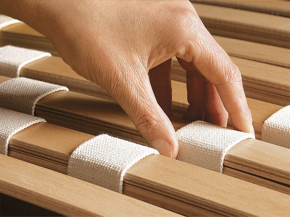 Lattenrost mit doppelten Federleisten zum Einstellen der gewünschten Festigkeit