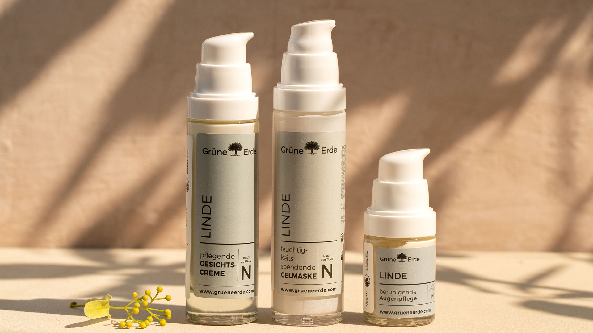 Gesichtspflegeserie Linde aufgereiht