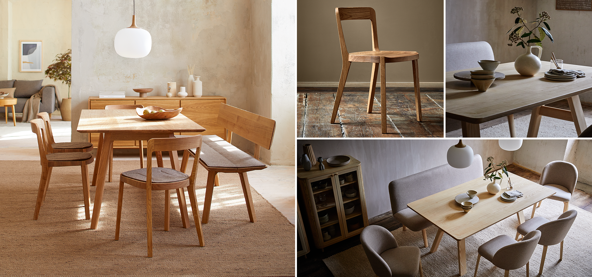 Collage unterschiedlicher Ansichten von Ketil und Asensio im Esszimmer