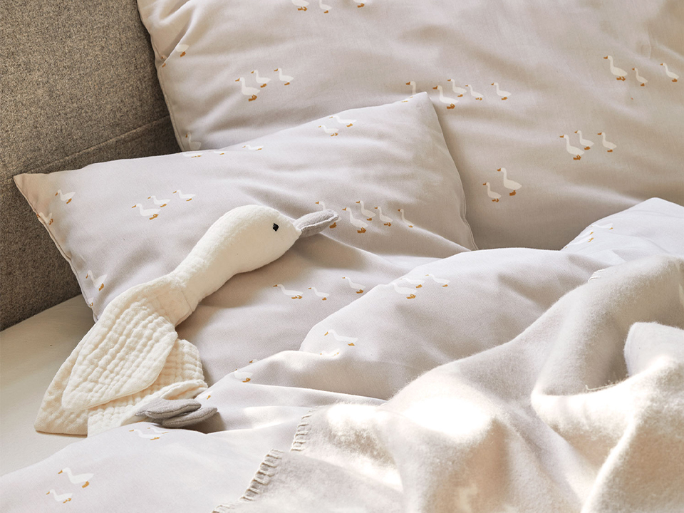 Kinderbettwäsche mit Gänse-Design und Schlafgans