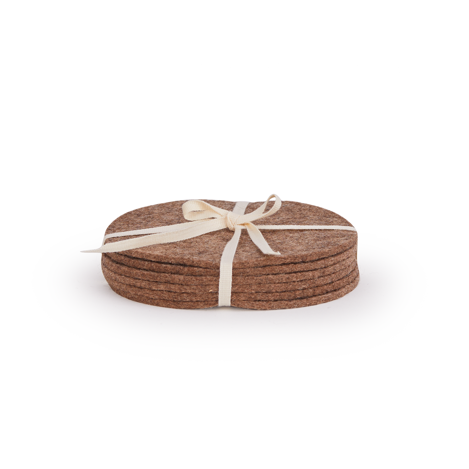 6er Set Glasuntersetzer aus braunem Wollfilz