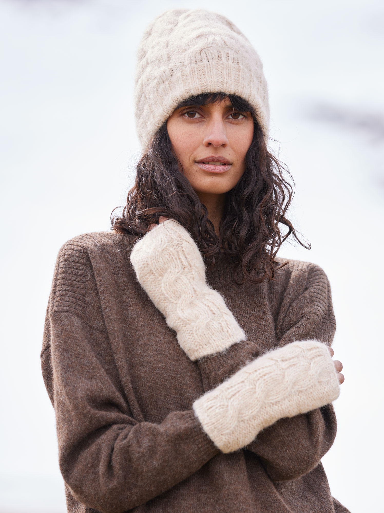 Strickmütze aus Alpakawolle und Bio-Baumwolle