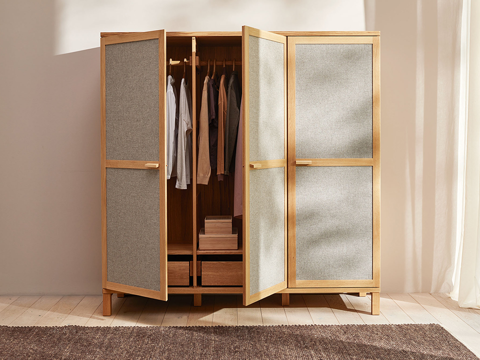 Kleiderschrank Kurami mit Wollstoff