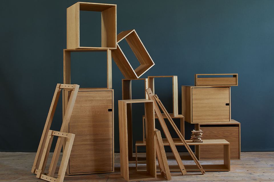 Einzelne Module vom Massivholzregal Esempio