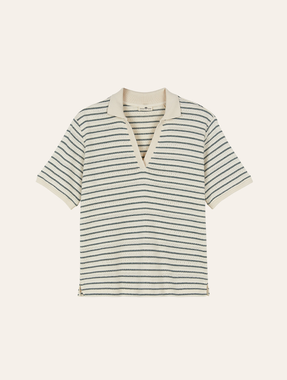 Weißes geriffeltes Kurzarmshirt