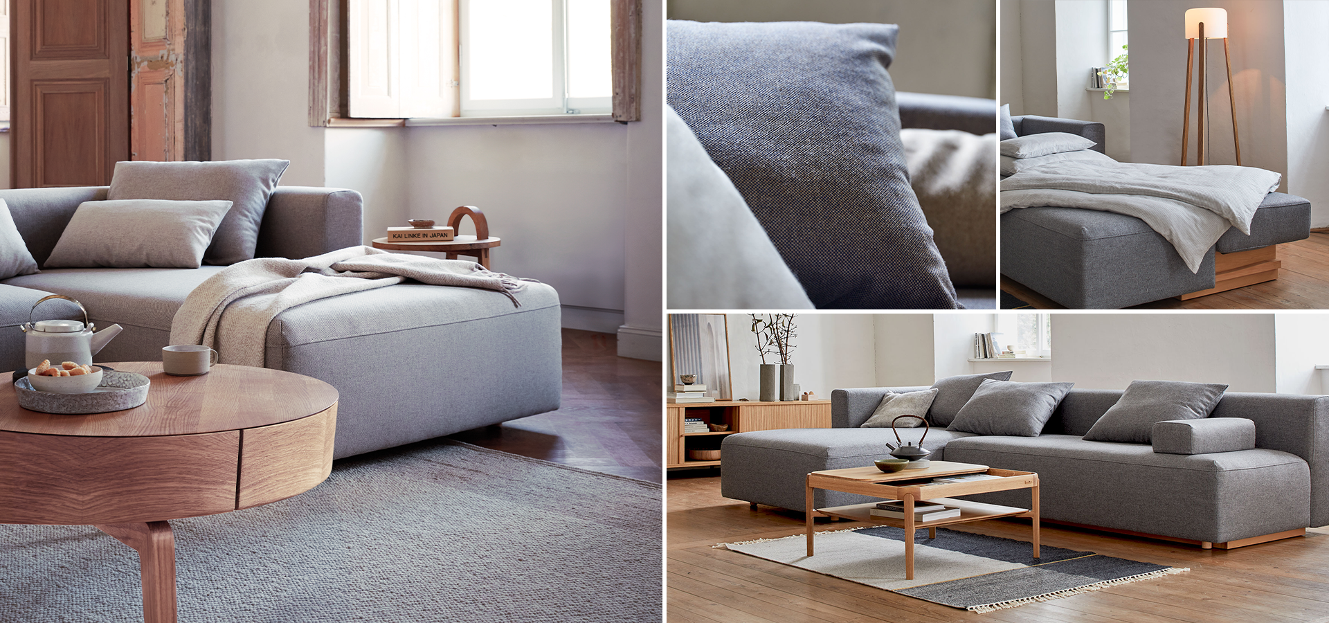 Collage verschiedener Ansichten der Couch Sereno