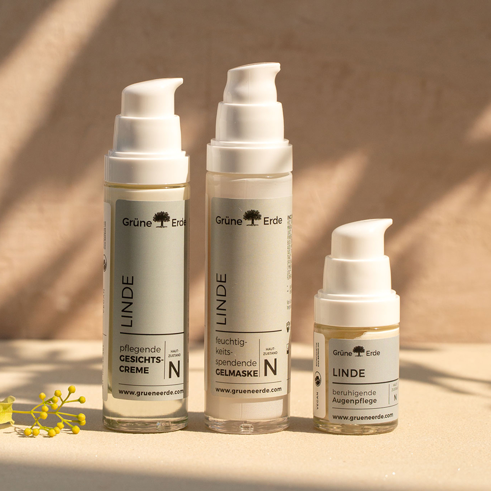 Gesichtspflegeserie Linde aufgereiht