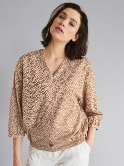 Bluse-Minimal Druck 3/4 Arm, minimal druck ocker-gold Bluse-Minimal Druck 3/4 Arm, minimal druck ocker-gold