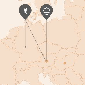 Herkunft Rohmaterial ergonomischer Lattenrost: Buchenvollholz aus Österreich und Mitteleuropa. Federleistenhalterungen aus Deutschland. Federleisten aus Österreich.