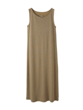 Trägerkleid aus plattiertem Leinen, olive