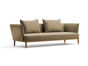 Lorea 3er-Sofa, Eiche, mit Bezug Wollstoff Stavang Haselnuss