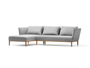 Lorea Lounge-Sofa, Liegeteil links, Buche, mit Bezug Wollstoff Stavang Kiesel