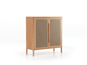 Vitrine Tenso, H= 106.4, Türfüllung Wollstoff Elverum Haselnuss (74), Buche