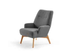 Fauteuil Coppa, Buche, mit Bezug Wollstoff Stavang Stein