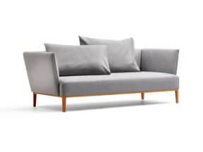 Lorea 2er-Sofa, Buche, mit Bezug Wollstoff Kaland Kiesel