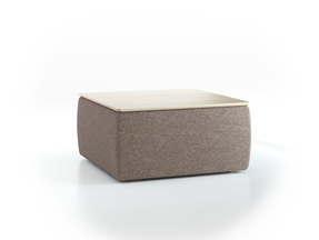 Sofatisch Tambor  mit Stauraum u. Holzdeckel, H 35,3 cm, 71 x 71 cm, Bezug Wollstoff Tano Natur (79), Esche