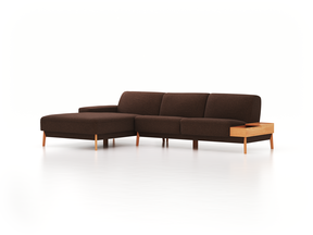 Lounge-Sofa Alani, B 300 x T 179 cm, Liegeteil links, Sitzhöhe in cm 44, mit Bezug Wollstoff Stavang Torf (64), Buche
