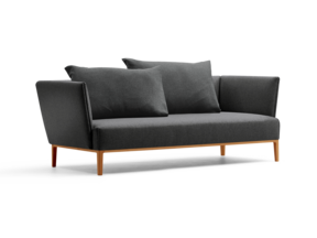 Lorea 2er-Sofa, Buche, mit Bezug Wollstoff Stavang Schiefer