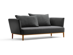 Lorea 2er-Sofa, Eiche, mit Bezug Wollstoff Stavang Schiefer