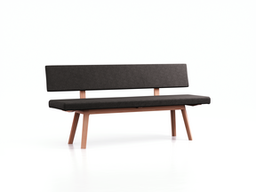Polsterbank Mirato mit Rückenlehne, Buche, Bezug Wollstoff Stavang Schiefer, L 180 x T 56,5 x H 86 cm