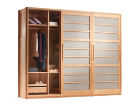Kurido Kleiderschrank 3türig, Türen schmal, Eiche