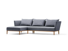 Lorea Lounge-Sofa, Liegeteil links, Buche, mit Bezug Wollstoff Elverum Ozean