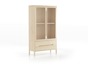 Vitrine Tenso, 2-türig, 2 Laden , Türfüllung Glas, Esche