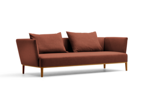 Lorea 3er-Sofa, Eiche, mit Bezug Wollstoff Kaland Ziegel