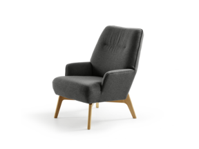 Fauteuil Coppa, Eiche, mit Bezug Wollstoff Stavang Schiefer