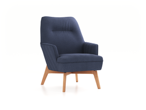 Fauteuil Coppa mit Bezug, Wollstoff Elverum Ozean (75), Eiche