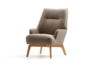 Fauteuil Coppa, Buche, mit Bezug Wollstoff Kaland Torf