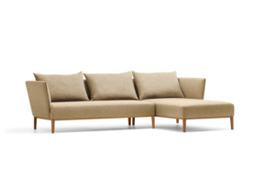 Lorea Lounge-Sofa, Liegeteil rechts, Buche, mit Bezug Wollstoff Elverum Haselnuss