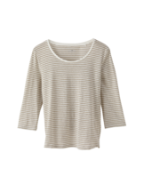 Shirt 3/4-Arm, ringel weiss/oliv