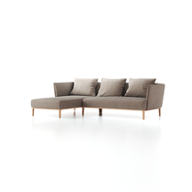 Lounge-Sofa Lorea Breite 265 cm, Liegeteil links, mit Bezug Wollstoff Tano Natur (79), Eiche