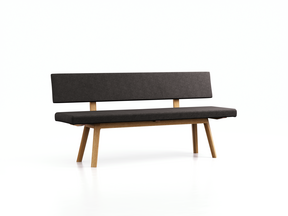 Polsterbank Mirato mit Rückenlehne, Eiche, Bezug Wollstoff Stavang Schiefer, L 180 x T 56,5 x H 86 cm