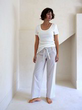 Pyjamahose, malve/weiss gestreift