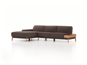 Lounge-Sofa Alani, B 300 x T 179 cm, Liegeteil links, Sitzhöhe in cm 44, mit Bezug Wollstoff Tano Natur Dunkel (81), Eiche